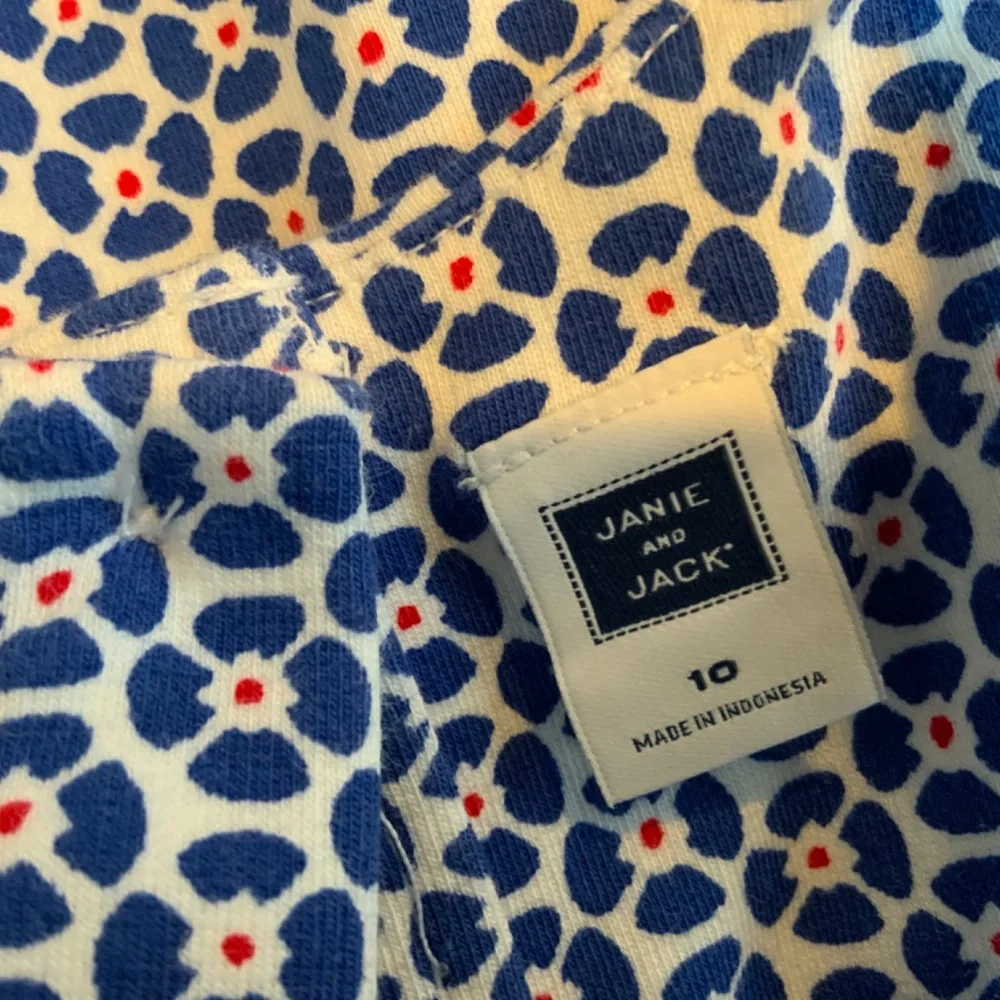 Janie & Jack Blue, White and Red flower pattern dress Size 10